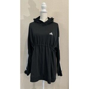 Adidas Cotton 3-Stripes Maternity Hoodie Women's Black Hooded Sweatshirt Large